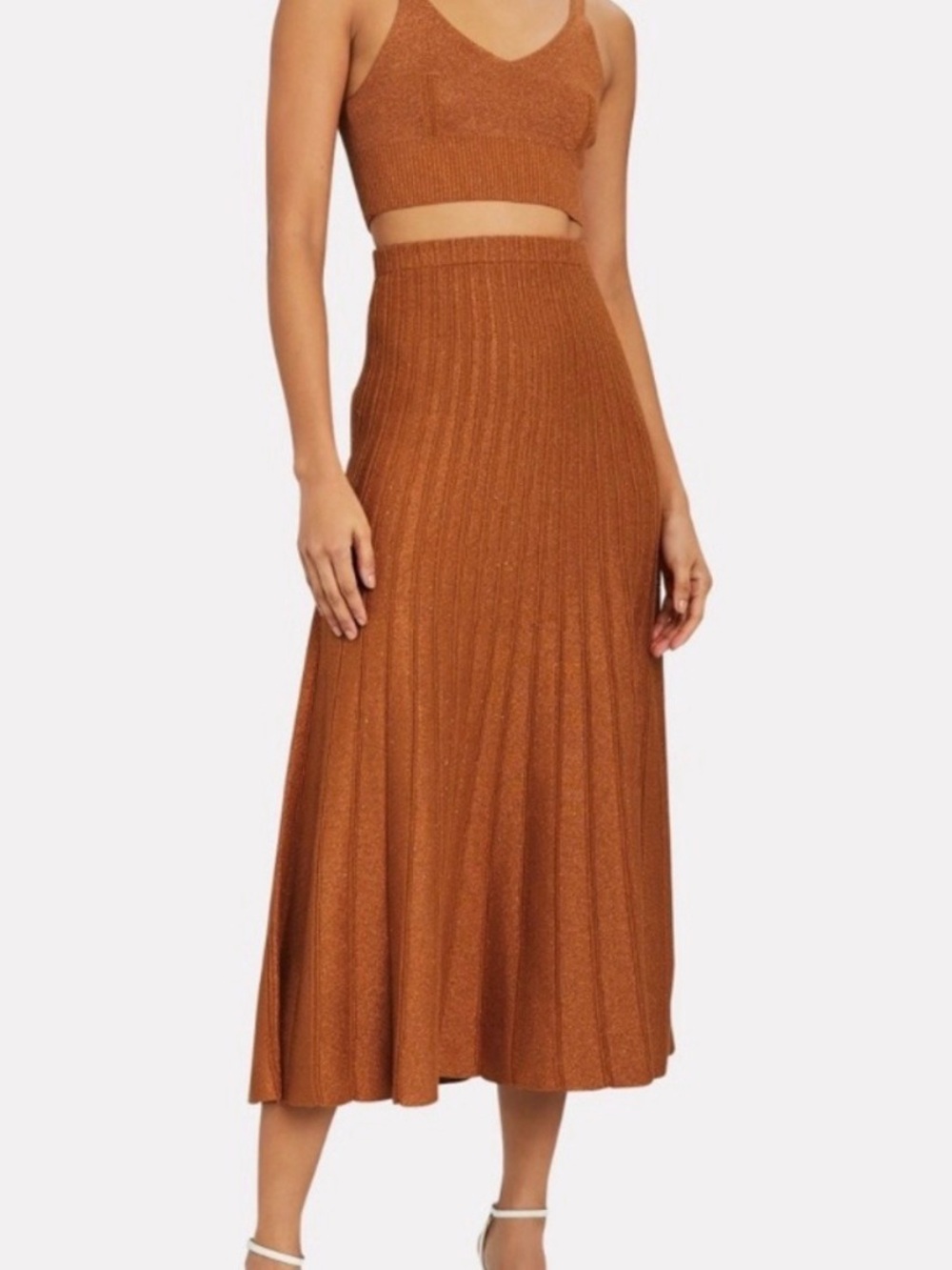 Ronny Kobo Knit A-Line Maxi Skirt and Top — Rust